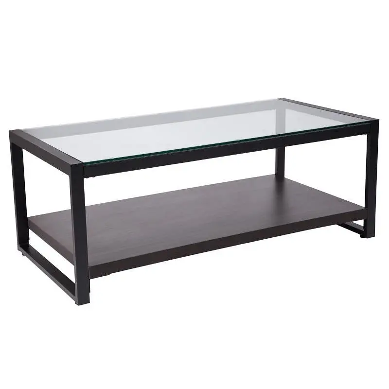 Flash Compact Furniture Rosedale Glass Coffee Table Black Metal Frame, NAN-JH-1735-GG Flash Furniture