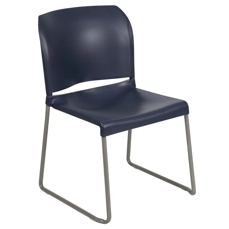 Flash Contemporary Furniture HERCULES Series 880 lb. End Capacity Navy Full Back Contoured Stack Chair Gray Powder Coated ...