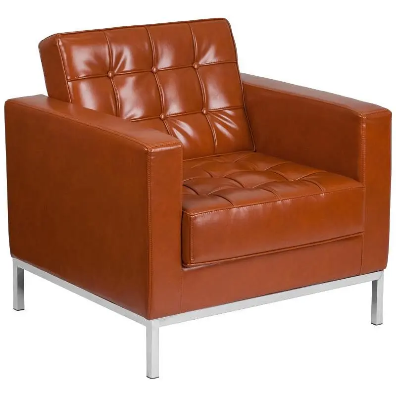 Flash Convertible Furniture HERCULES Lacey Series Contemporary Cognac LeatherSoft Chair Stainless High-Carbon Steel Frame,...