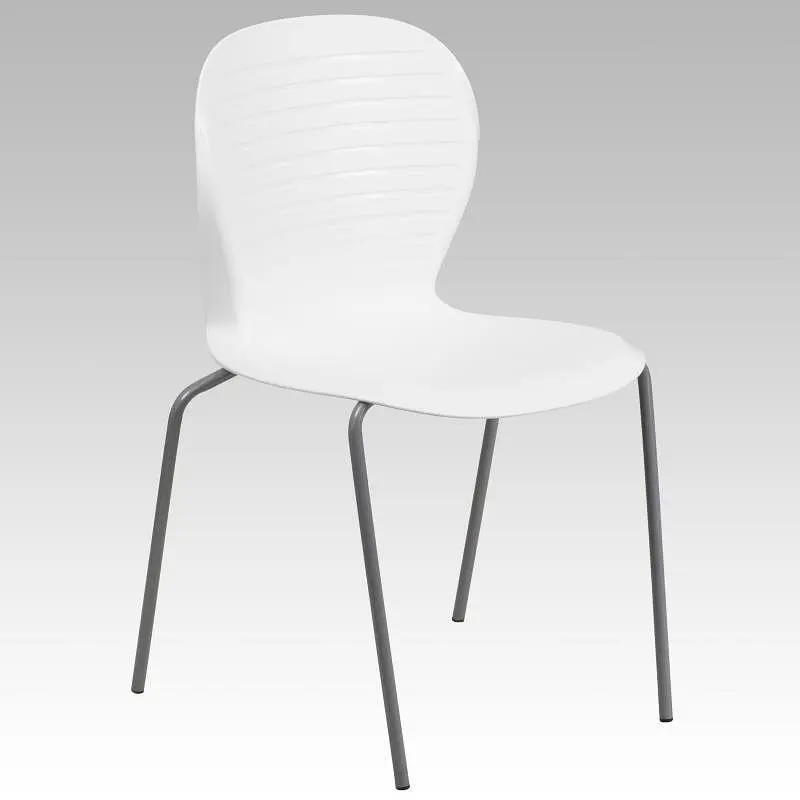 Flash Custom Furniture HERCULES Series 551 lb. Capacity White Stack Chair, RUT-3-WH-GG Flash Furniture