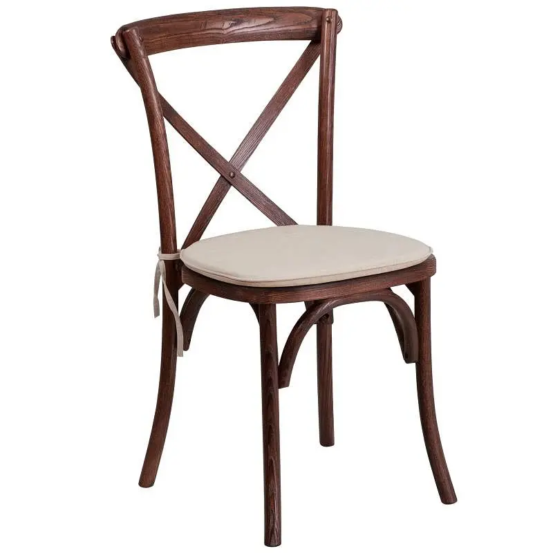 Flash Custom Furniture HERCULES Series Stackable Mahogany Wood Cross Back Chair Cushion, XU-X-MAH-NTC-GG Flash Furniture