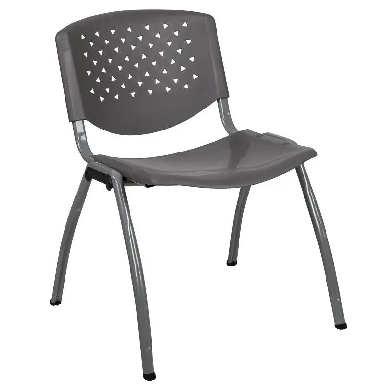 Flash Deluxe Furniture HERCULES Series 880 lb. Capacity Gray Plastic Stack Chair Titanium Gray Powder Coated Frame, RUT-F0...