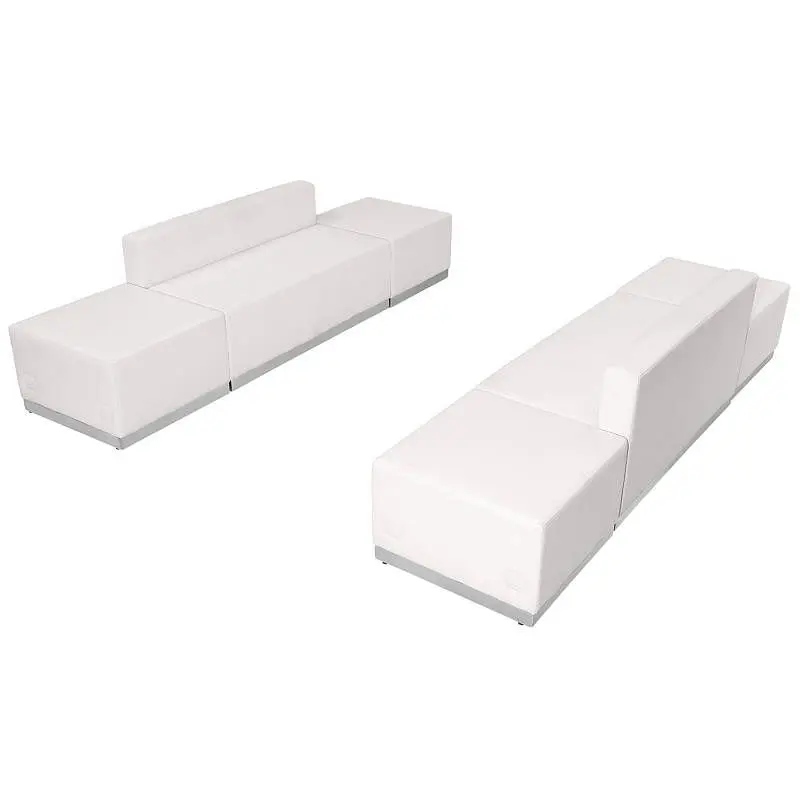 Flash Durable Furniture HERCULES Alon Series Melrose White LeatherSoft Reception Configuration, Fixed Height 27", 6 P...