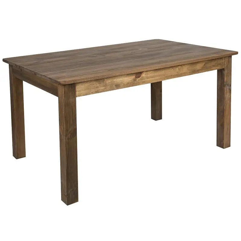 Flash Easy Furniture HERCULES 60" x 38" Rectangular Antique Rustic Solid Pine Farm Dining Table, XA-F-60X38-GG F...