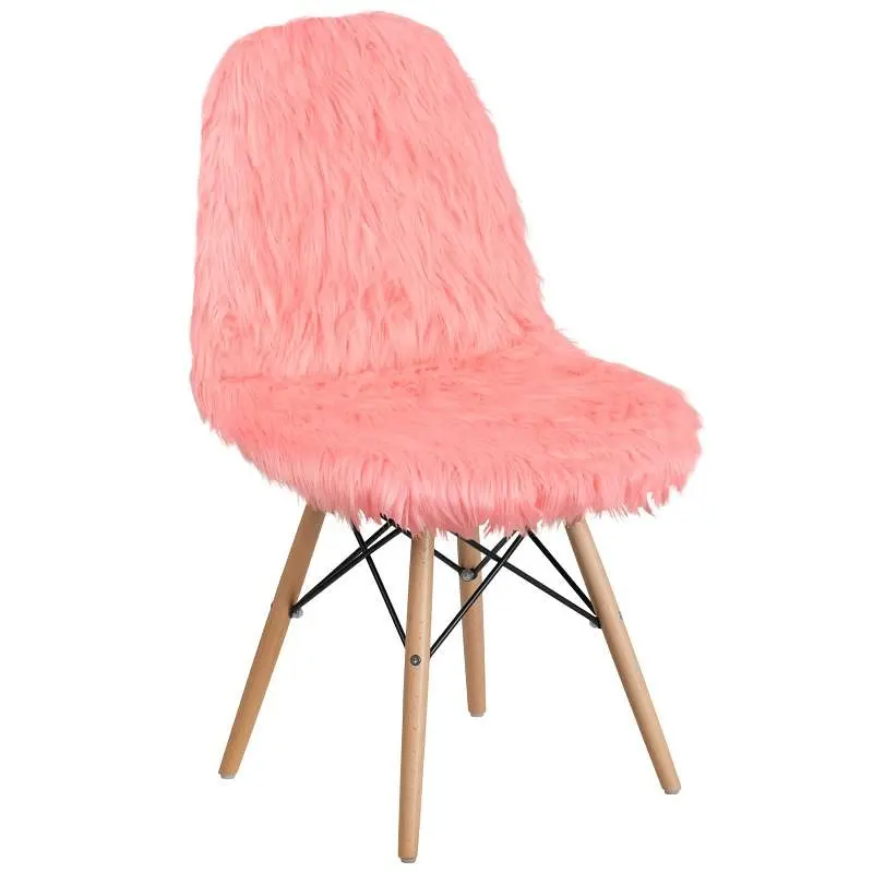 Flash Efficient Furniture Calvin Shaggy Dog Hermosa Grooved Pink Accent Chair, DL-12-GG Flash Furniture