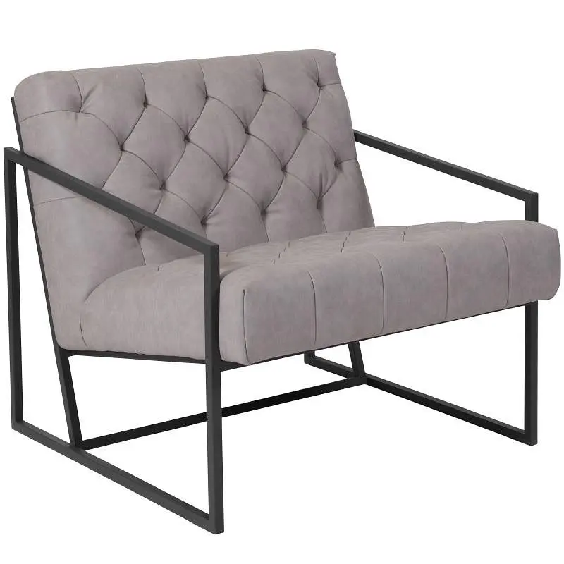 Flash Efficient Furniture HERCULES Madison Series Retro Light Grey LeatherSoft Tufted Lounge Chair, ZB-8522-WH-GG Flash Fu...