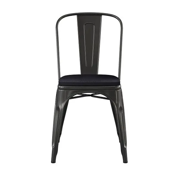 Flash Efficient Furniture Perry Commercial Grade Black Metal Indoor-Outdoor Stackable Chair Black Poly Resin Wood Seat, CH...