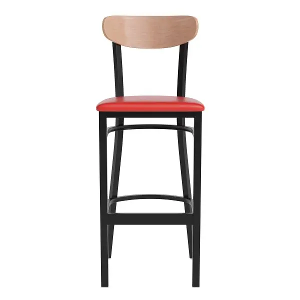 Flash Environmentally-Safe Furniture Wright Commercial Barstool, 500 lb. Capacity Black Steel Frame, Natural Birch Finish ...