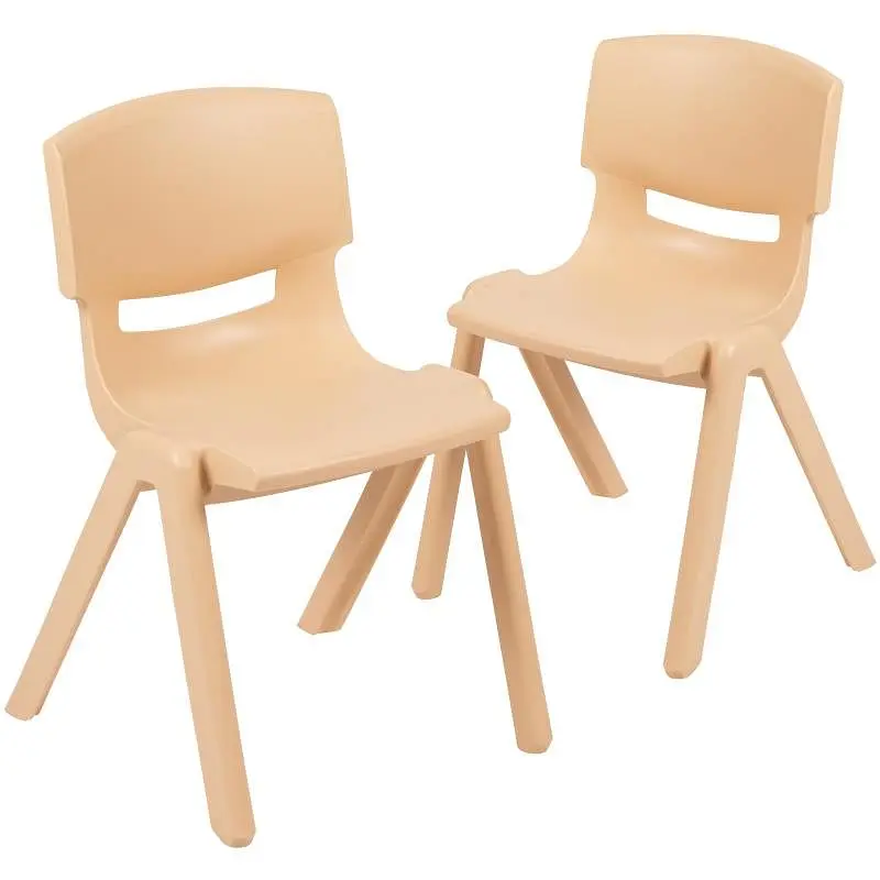 Flash Ergonomic Furniture Whitney 2 Pack Natural Plastic Stackable School Chair 13.25" Seat Height, 2-YU-YCX-004-NAT-...
