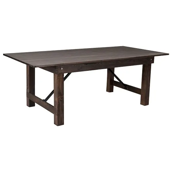 Flash Expert Furniture HERCULES 7' x 40" Rectangular Antique Rustic Mahogany Solid Split Pine Folding Farm Table...