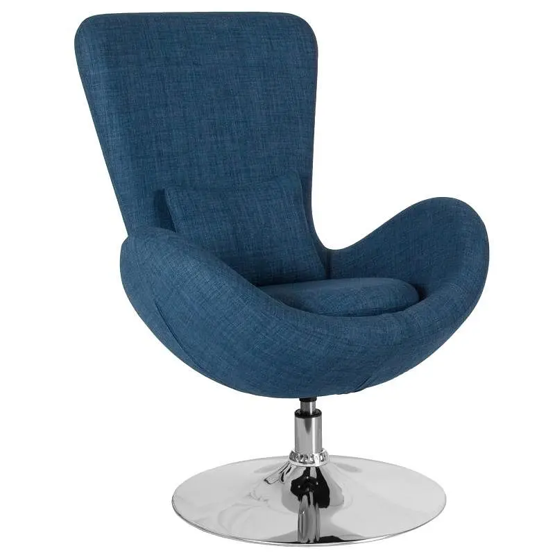 Flash Extra-Strong Furniture Egg Series Blue Fabric Side Reception Chair, CH-162430-BL-FAB-GG Flash Furniture