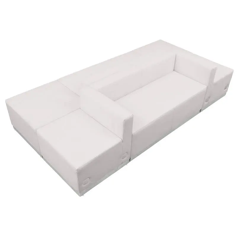 Flash Extra-Strong Furniture HERCULES Alon Series Melrose White LeatherSoft Reception Configuration, Maximum Depth 51&quot...