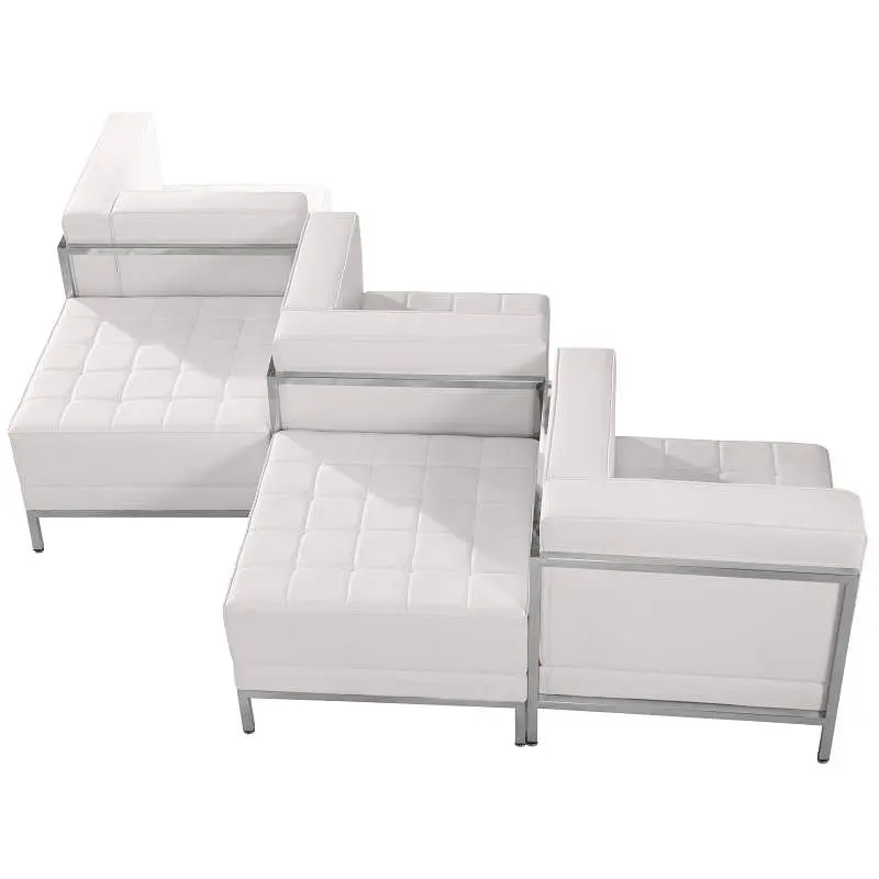 Flash Fast Furniture HERCULES Imagination Series Melrose Off-White LeatherSoft 5 Piece Chair and Ottoman Set, ZB-IMAG-SET5...