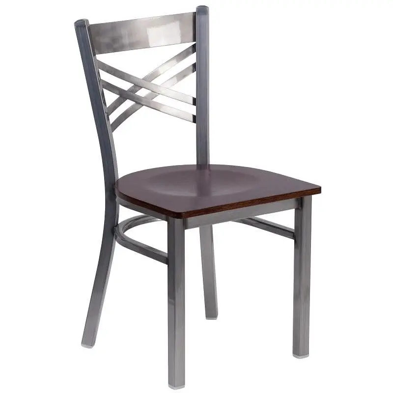 Flash Flexible Furniture HERCULES Series Translucent Coated ''X'' Back Metal Restaurant Chair - Walnut...