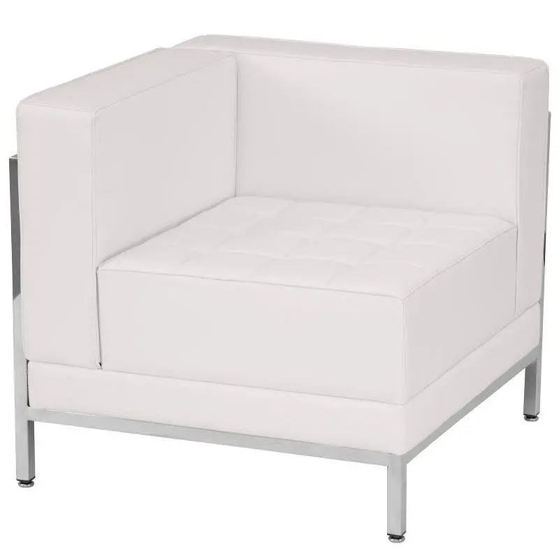 Flash Fortified Furniture HERCULES Imagination Series Contemporary Melrose Pure White LeatherSoft Left Corner Chair Encasi...