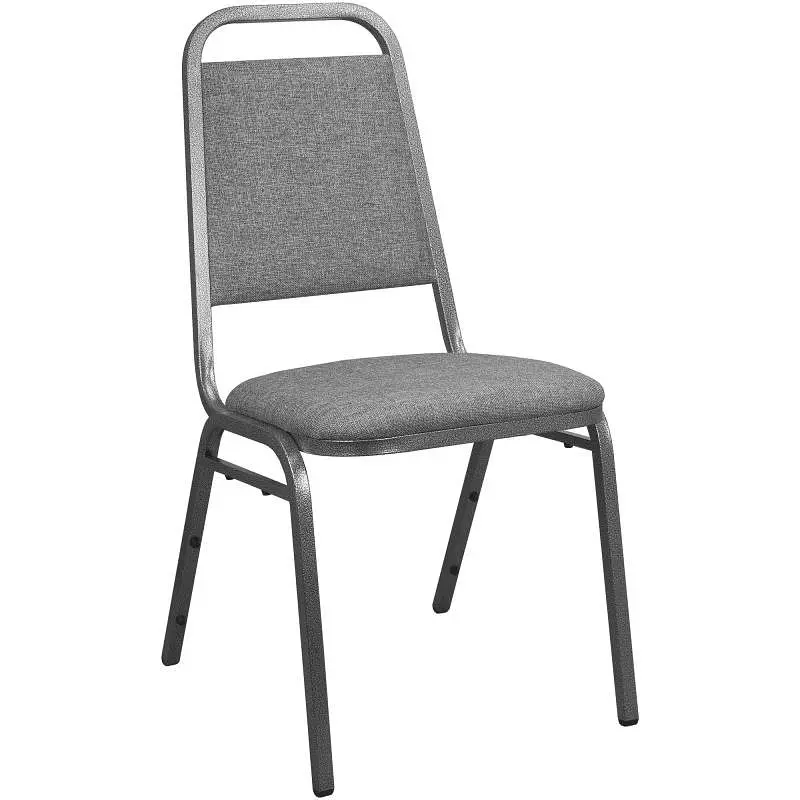 Flash Furniture Advantage Charcoal Brushed Silver Gray Fabric-Padded Banquet Stackable Chairs, 827FABRIC-BCG-SB