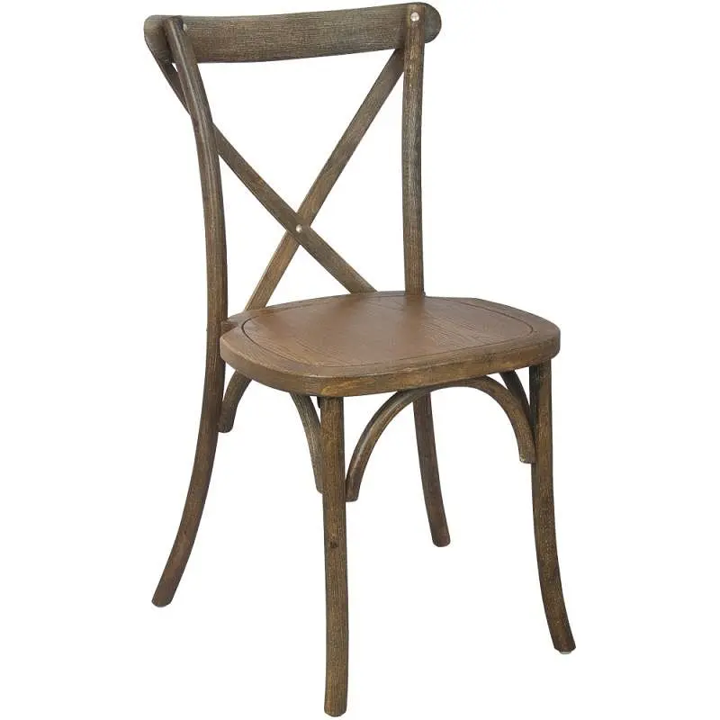 Flash Furniture Advantage Hand Scraped Dark Natural X-Back Chair, X-BACK-DNAT