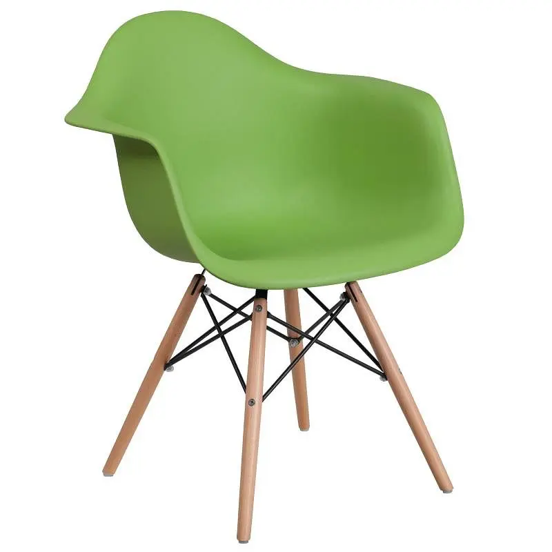 Flash Furniture Alonza Series Green Plastic Chair Wooden Legs, FH-132-DPP-GN-GG