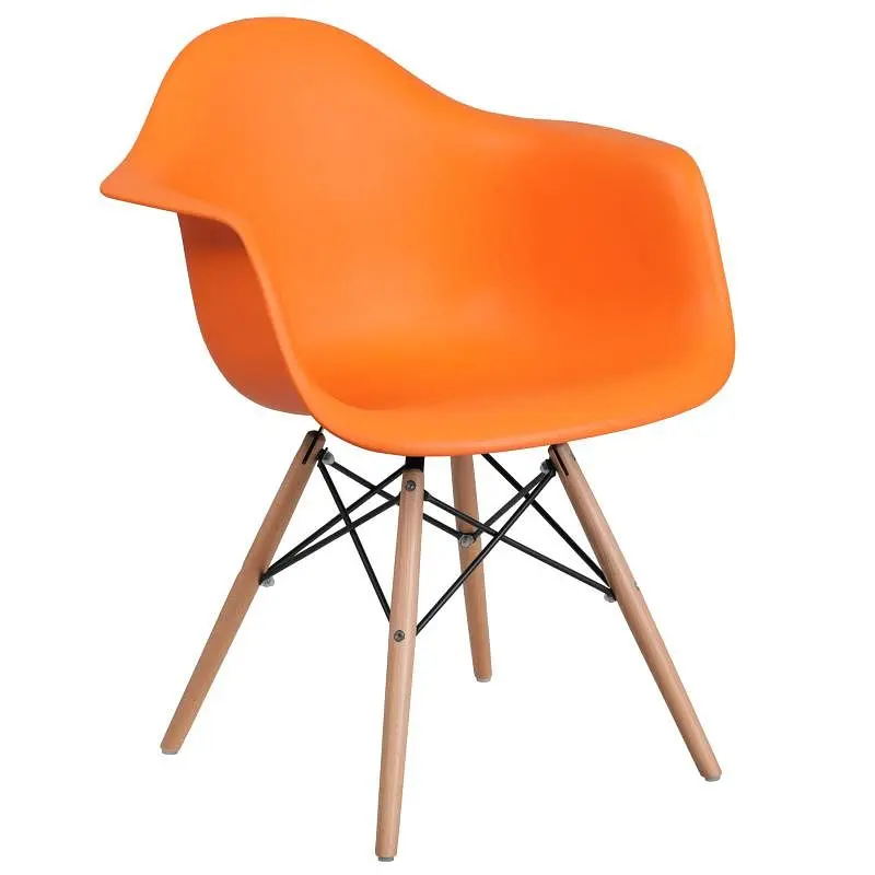 Flash Furniture Alonza Series Hi-Vis Orange Nylon Chair Wooden Legs, FH-132-DPP-OR-GG