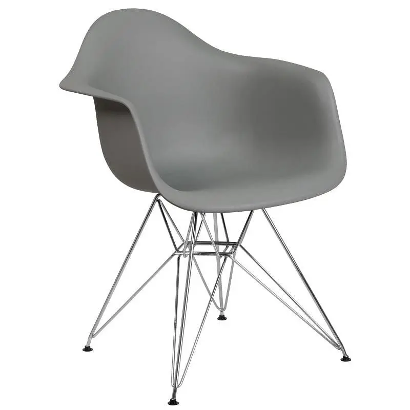 Flash Furniture Alonza Series Moss Gray Polymer Chair Chromium Base, FH-132-CPP1-GY-GG