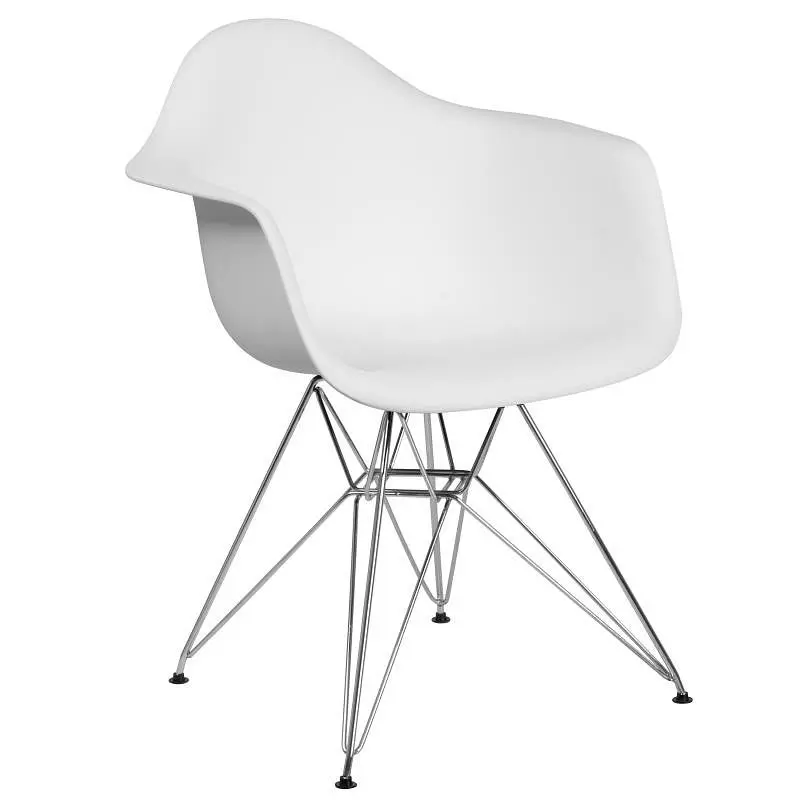 Flash Furniture Alonza Series White Plastic Chair Chrome Base, FH-132-CPP1-WH-GG