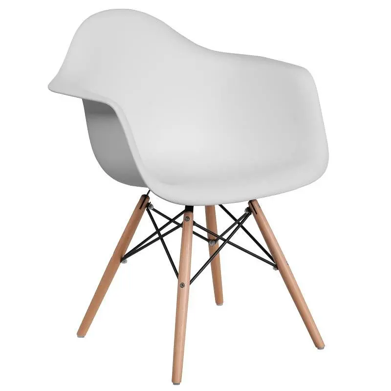 Flash Furniture Alonza Series White Polypropylene Chair Wooden Legs, FH-132-DPP-WH-GG