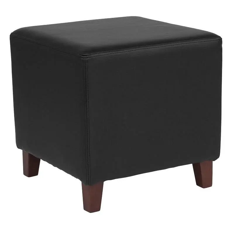 Flash Furniture Ascalon Upholstered Ottoman Pouf Black LeatherSoft, QY-S09-BKL-GG