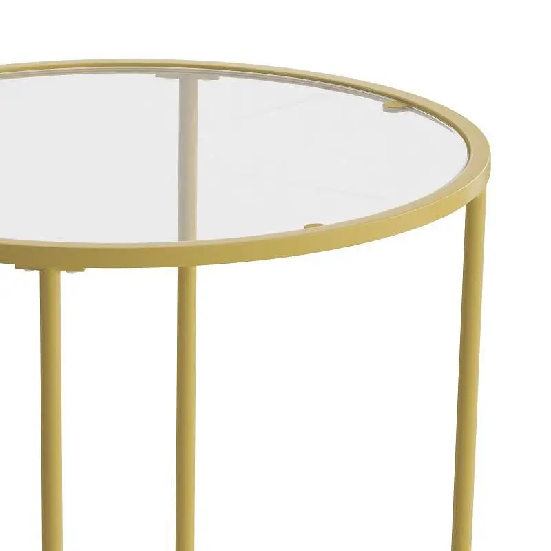 Flash Furniture Astoria Gatherion Round End Table, Modern Clear Glass Accent Table Brushed Gold Frame, NAN-JN-21750ET-GG
