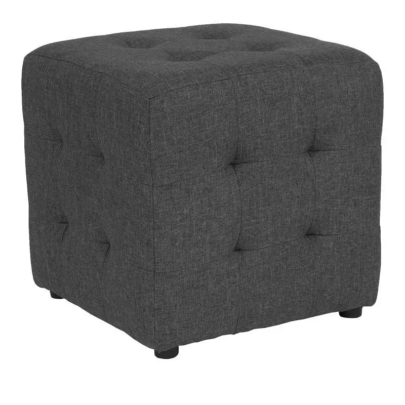 Flash Furniture Avendale Tufted Upholstered Ottoman Pouf Dark Gunmetal Fabric, QY-S02-DGY-GG