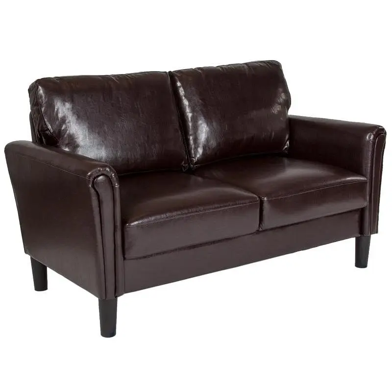 Flash Furniture Bari Upholstered Loveseat Espresso LeatherSoft, SL-SF920-2-BRN-GG