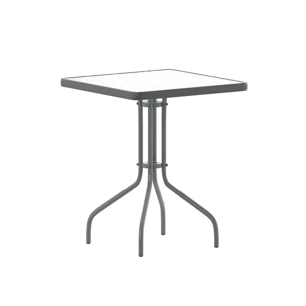 Flash Furniture Barker 23.5'' Chrome Silver Square Tempered Glass Metal Table, TLH-073A-1-SV-GG