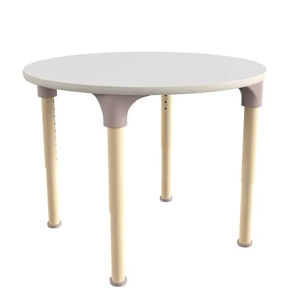 Flash Furniture Bright Beginnings 33" Round Commercial Wooden Classroom Activity Table, Adjustable Legs 15" - 23...