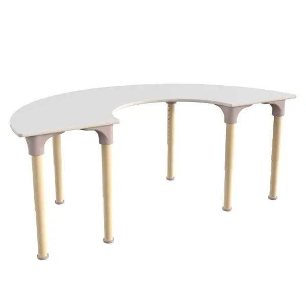 Flash Furniture Bright Beginnings 59" Commercial Wooden Half Circle Classroom Activity Table, Adjustable Legs 15&quot...