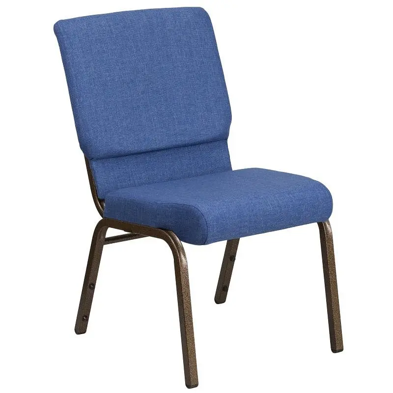 Flash Plug-and-Play Furniture HERCULES Series 18.5''W Stacking Church Chair Blue Fabric - Gold Vein Frame, FD-CH...