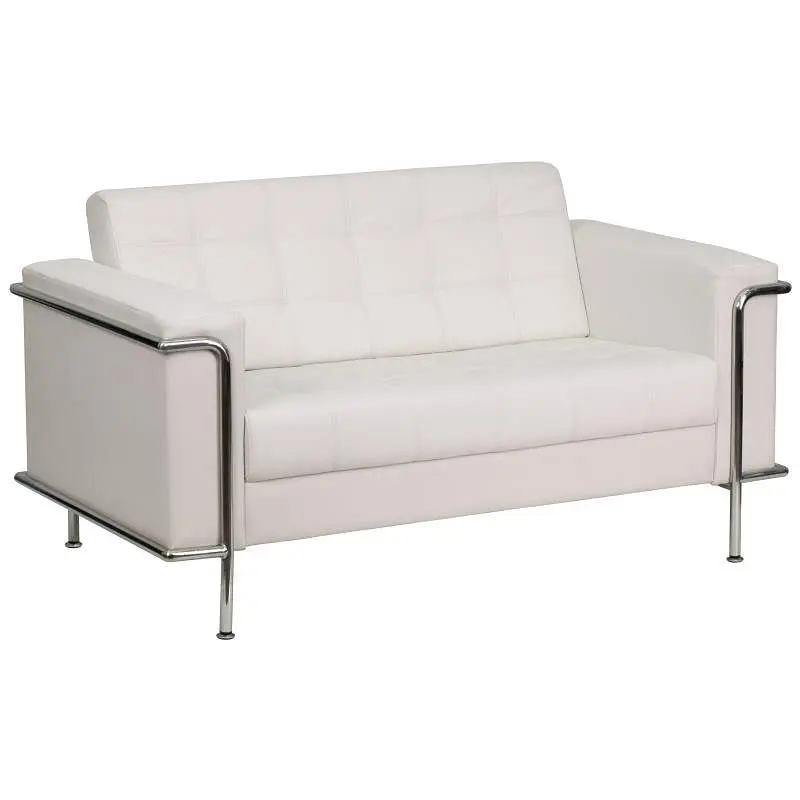 Flash Powerful Furniture HERCULES Lesley Series Contemporary Melrose Snow White LeatherSoft Loveseat Encasing Frame, ZB-LE...