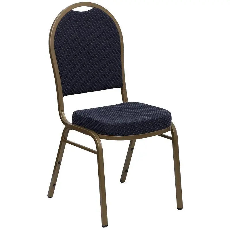 Flash Precision Furniture HERCULES Series Dome Back Stacking Banquet Chair Navy Patterned Fabric - Gold Frame, FD-C03-ALLG...
