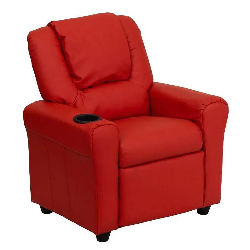 Flash Precision-Engineered Furniture Vana Contemporary Scarlet Vinyl Kids Recliner Cup Holder and Headrest, DG-ULT-KID-RED...