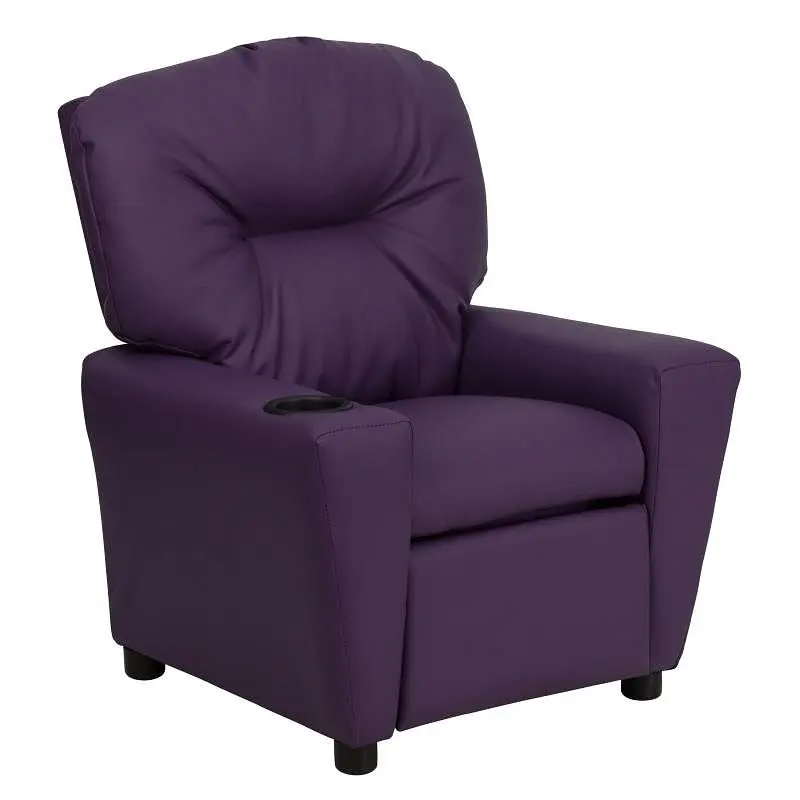 Flash Premium Furniture Chandler Contemporary Purple Vinyl Kids Recliner Cup Holder, BT-7950-KID-PUR-GG Flash Furniture