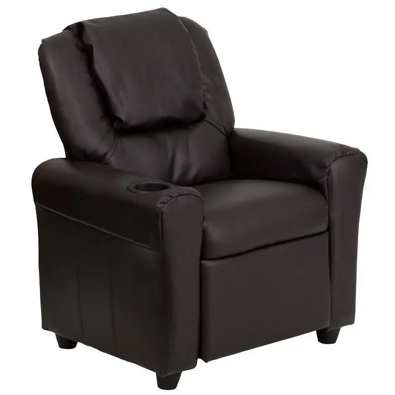 Flash Pro-Series Furniture Vana Contemporary Beige LeatherSoft Kids Recliner Cup Holder and Headrest, DG-ULT-KID-BRN-GG Fl...