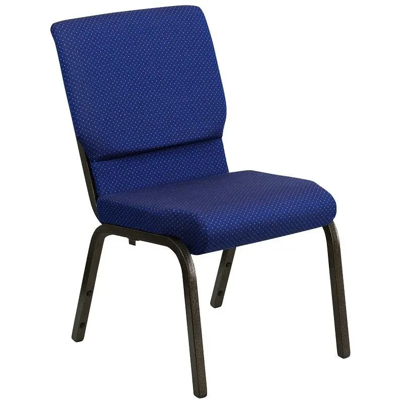 Flash Protected Furniture HERCULES Series 18.5''W Stacking Church Chair Navy Blue Patterned Fabric - Gold Vein F...