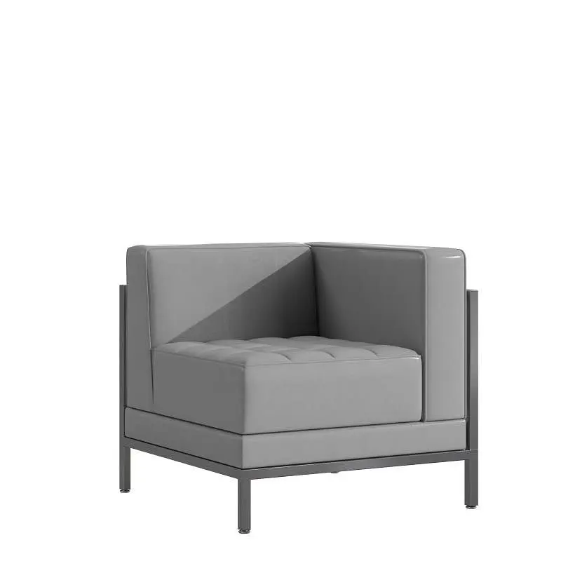 Flash Proven Furniture Hercules Imagination Series Contemporary Gray Leathersoft Right Corner Chair Encasing Frame, ZB-IMA...