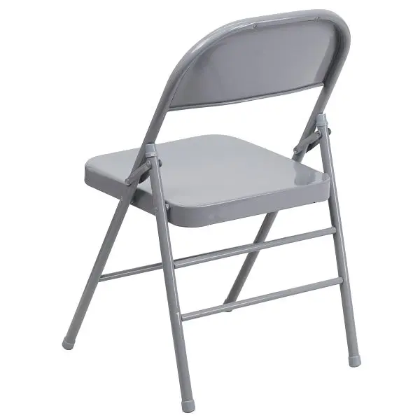 Flash Quick-Connect Furniture HERCULES Series Triple Braced & Double Hinged Charcoal Metal Folding Chair, Pack 2, 2-HF...