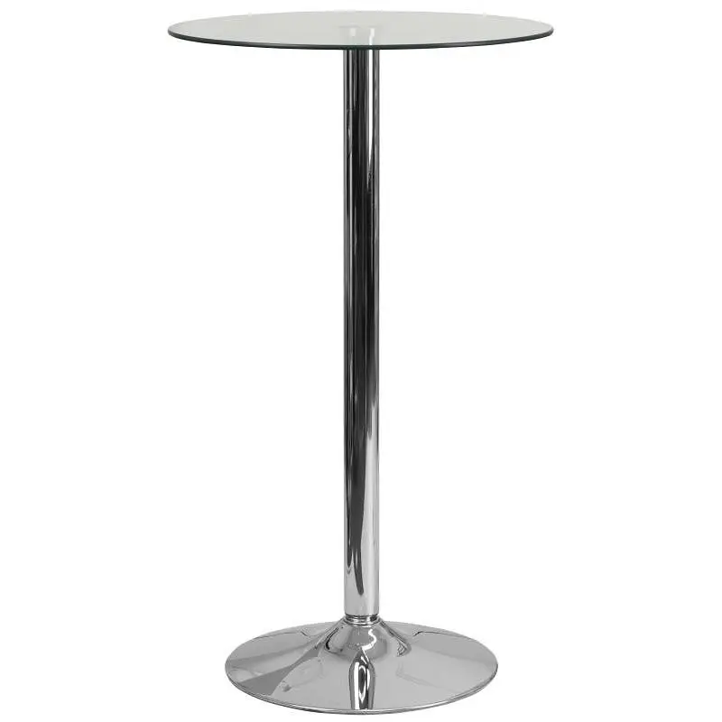 Flash Quick-Connect Furniture Kenneth 23.5'' Round Glass Table 35.5''H Chrome Base, CH-6-GG Flash Furn...