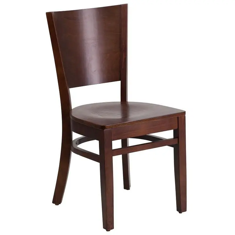 Flash Quick-Release Furniture Lacey Series Solid Back Walnut Wood Restaurant Chair, XU-DG-W0094B-WAL-WAL-GG Flash Furniture