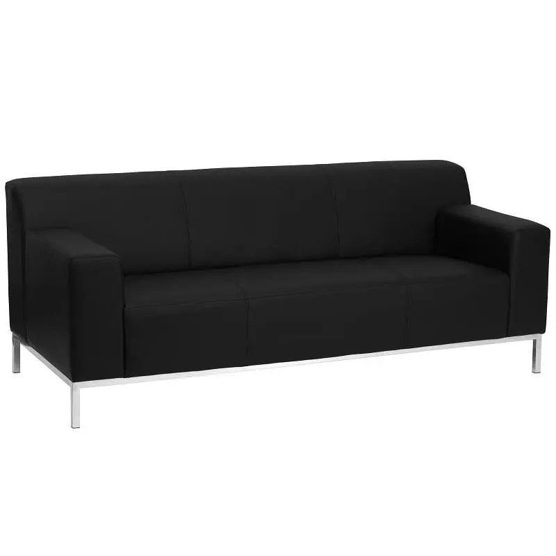 Flash Ready-to-Use Furniture HERCULES Definity Series Contemporary Black LeatherSoft Sofa Stainless Steel Frame, ZB-DEFINI...