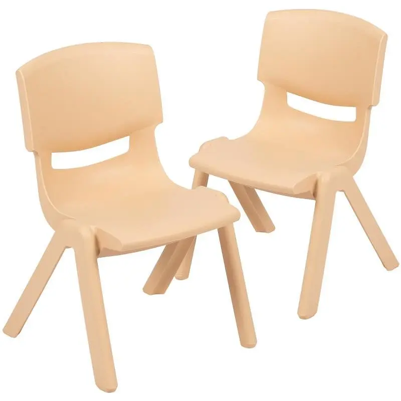 Flash Ready-to-Use Furniture Whitney 2 Pack Natural Plastic Stackable School Chair 12" Seat Height, 2-YU-YCX-001-NAT-...