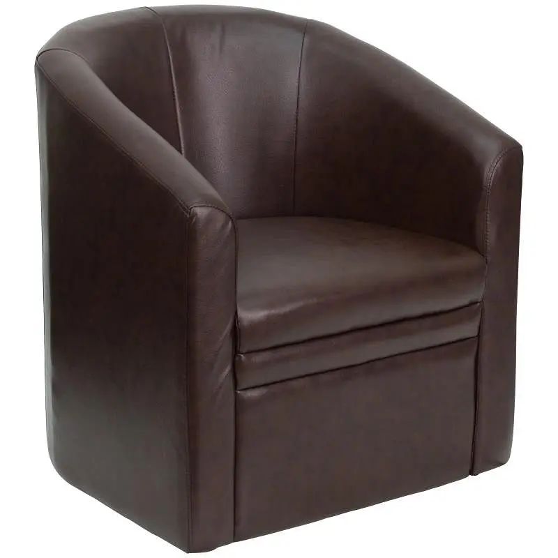 Flash Recyclable Furniture Lauren Brown LeatherSoft Barrel-Influenced Guest Chair, GO-S-03-BN-FULL-GG Flash Furniture