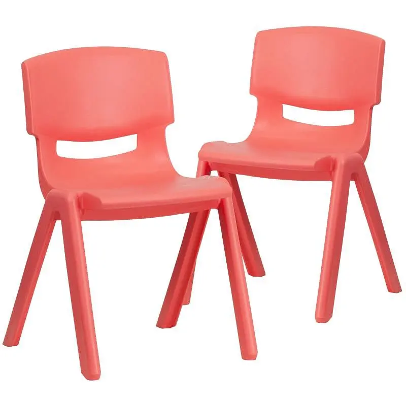 Flash Recyclable Furniture Whitney 2 Pack Red Plastic Stackable School Chair 13.25" Seat Height, 2-YU-YCX-004-RED-GG ...