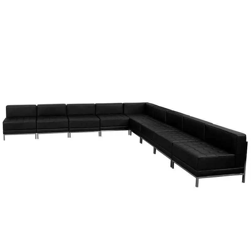 Flash Reflective Furniture HERCULES Imagination Series Black LeatherSoft Sectional Configuration, Fixed Width 140.5",...