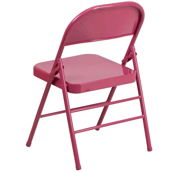 Flash Regular Furniture HERCULES COLORBURST Series Shockingly Fuchsia Triple Braced & Double Hinged Metal Folding Chai...